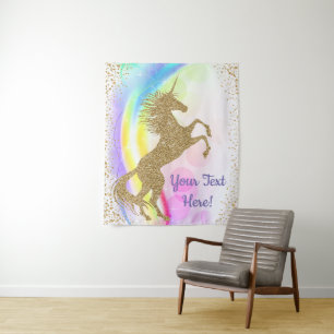 Unicorn Birthday Party Banner Backdrop Tapestry
