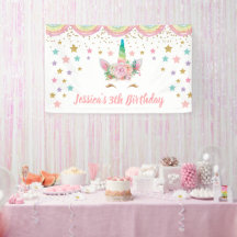 Unicorn Birthday party Banner Personalized name