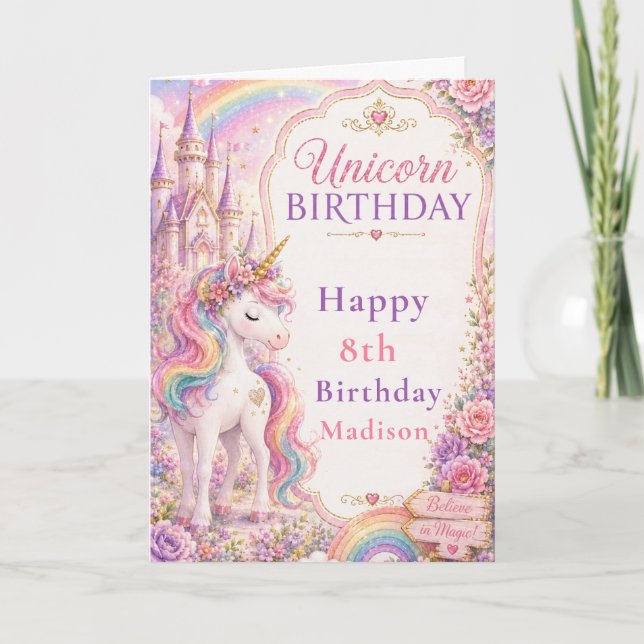 Unicorn Birthday Party Card (Front)