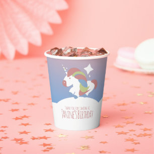 Unicorn Birthday Party Clouds Colourful Gradient Paper Cups