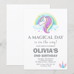 Unicorn Birthday Party Decorations Invitation