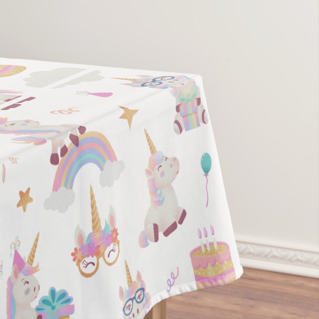 Unicorn Birthday Party Decorations Tablecloth (In Situ)