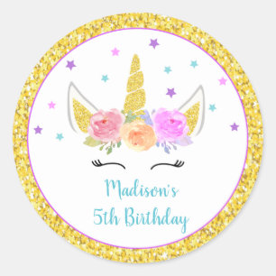 Unicorn Birthday Party Favour Stickers