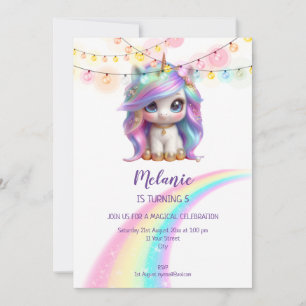Unicorn Birthday Party Girl Invitation