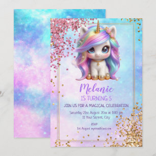 Unicorn Birthday Party Girl Invitation