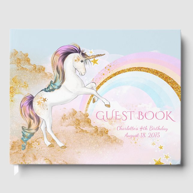 Unicorn Birthday Party Guest Book (Front)