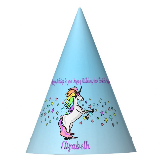 Unicorn Birthday Party Hat (Front)