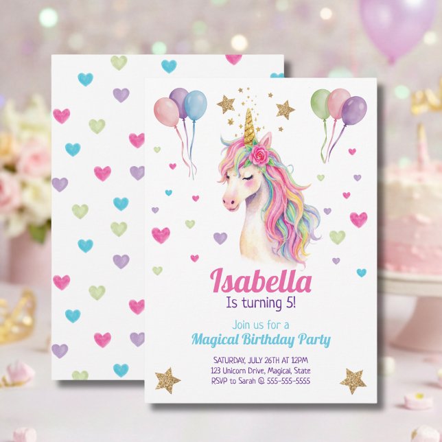 Unicorn Birthday Party Invitation (Creator Uploaded)