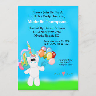 Unicorn Birthday Party Invitations