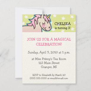 Unicorn Birthday Party Invitations 4.25 in
