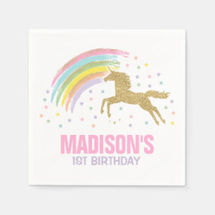Unicorn Birthday Party Napkin Whimsical Unicorn
