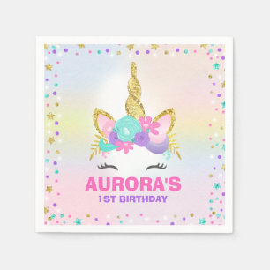 Unicorn Birthday Party Napkin Whimsical Unicorn