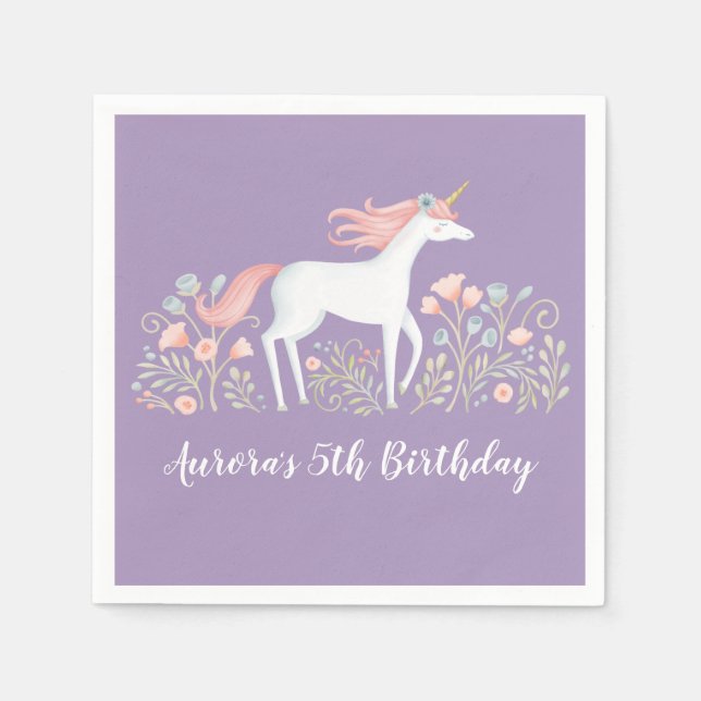Unicorn Birthday Party Napkins (Front)