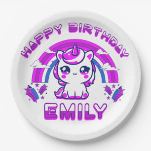 Unicorn Birthday Party Paper Plate - Girls Custom