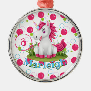 Unicorn Birthday Party Personalised Metal Tree Decoration