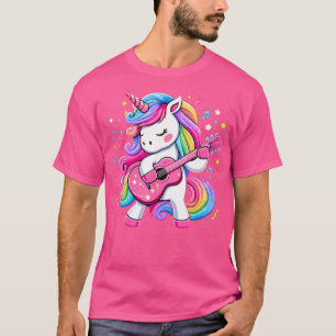 Unicorn Birthday Party Playing Guitar Music T-Shirt
