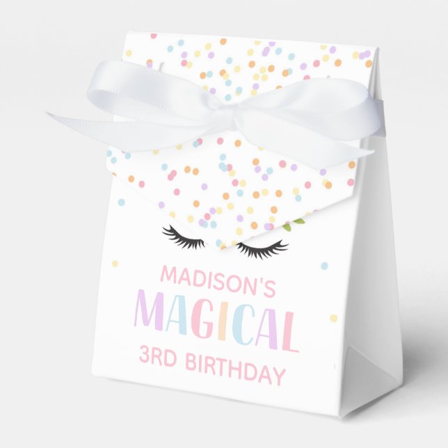 Unicorn Birthday Party Polka Dots Flowers  Favour Box (Front Side)