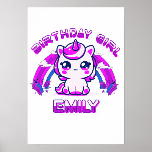 Unicorn Birthday Party Poster - Custom Girls