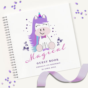 Unicorn Birthday Party Rainbow Colours Guest Book