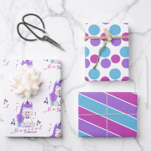 Unicorn Birthday Party Rainbow Colours Wrapping Paper Sheet