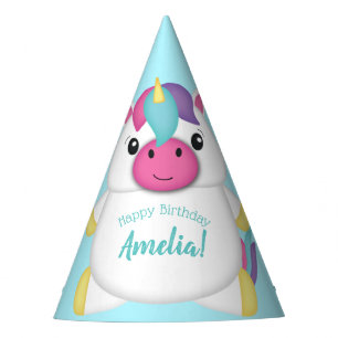 Unicorn Birthday Party Teal Hat