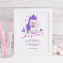 Unicorn Birthday Party Welcome Sign