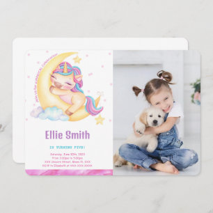 Unicorn Birthday Photo Invitation