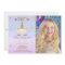 Unicorn Birthday Photo Invitation Pink Purple Gold
