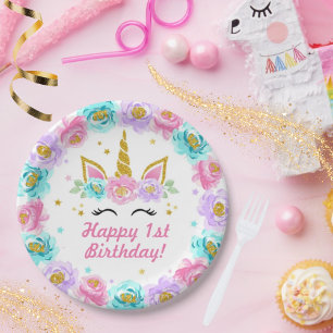 Unicorn Birthday Plate – Custom Plate with Age