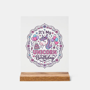 Unicorn Birthday Queen of Unicorn Land Trendy Grap Acrylic Sign