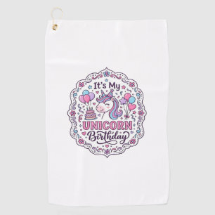 Unicorn Birthday Queen of Unicorn Land Trendy Grap Golf Towel