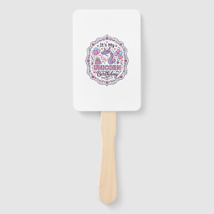 Unicorn Birthday Queen of Unicorn Land Trendy Grap Hand Fan