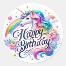 Unicorn Birthday stickers