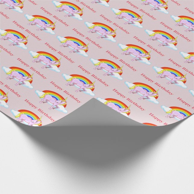 Unicorn Birthday Wrapping Paper (Corner)