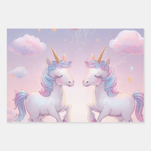Unicorn Birthday Wrapping Sheet Magical
