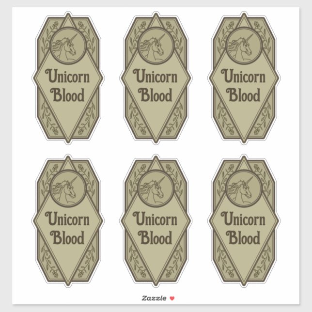 Unicorn Blood Potion Bottle Labels (Sheet)