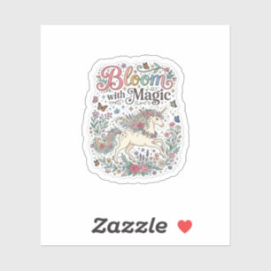 Unicorn Bloom with Magic Premium Vector Typography