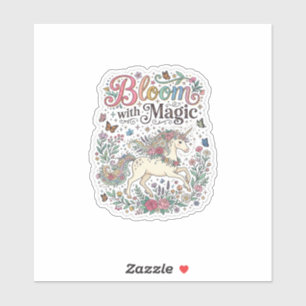 Unicorn Bloom with Magic Premium Vector Typography