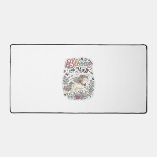 Unicorn Bloom with Magic Premium Vector Typography Desk Mat