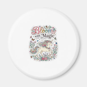 Unicorn Bloom with Magic Premium Vector Typography Magnet
