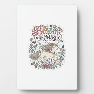 Unicorn Bloom with Magic Premium Vector Typography Plaque