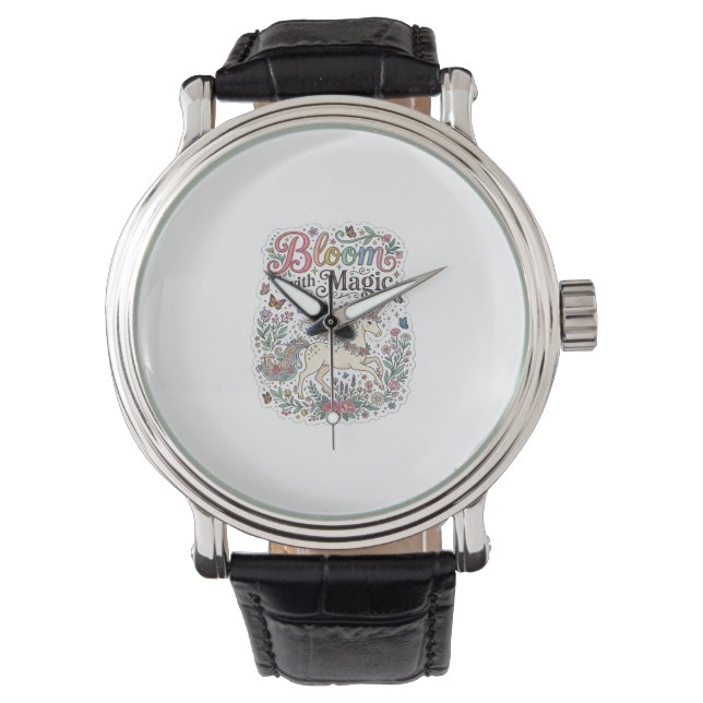 Unicorn Bloom with Magic Premium Vector Typography Watch (Front)