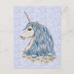Unicorn Blue Hair Postcard