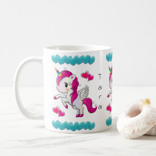 Unicorn Blue Hearts Mug
