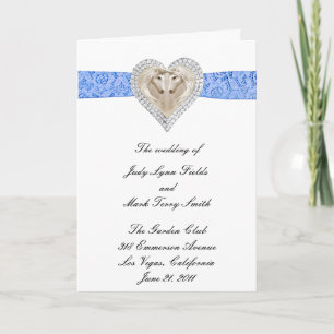 Unicorn Blue Lace Wedding Program Card