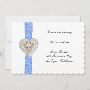 Unicorn Blue Lace Wedding Reception Card