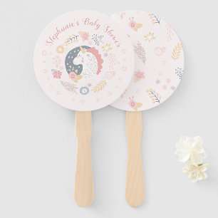 Unicorn Blush Florals Baby Shower Invitations Hand Fan