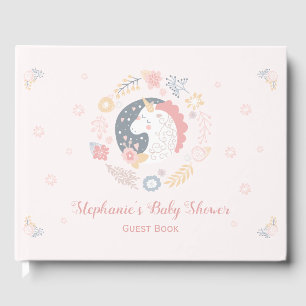 Unicorn Blush Florals Baby Shower Personalised Guest Book