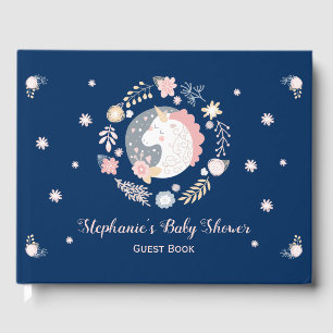 Unicorn Blush & Navy Baby Shower Personalised Guest Book