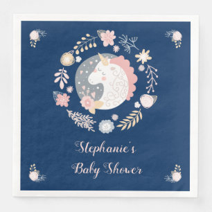 Unicorn Blush & Navy Baby Shower Personalized Napkin